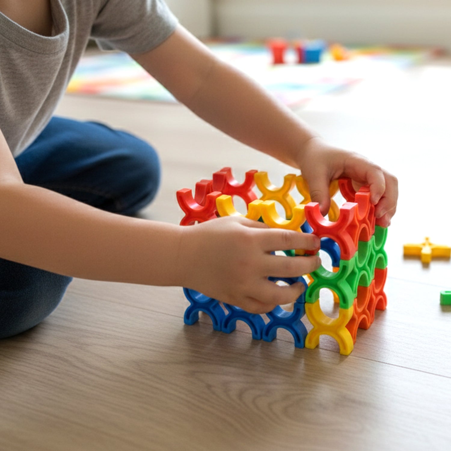 Educational balance toy with colorful interlocking blocks for kids