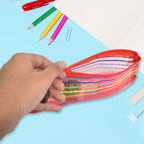 Assorted transparent mesh pouches, highlighting their multi-purpose functionality.