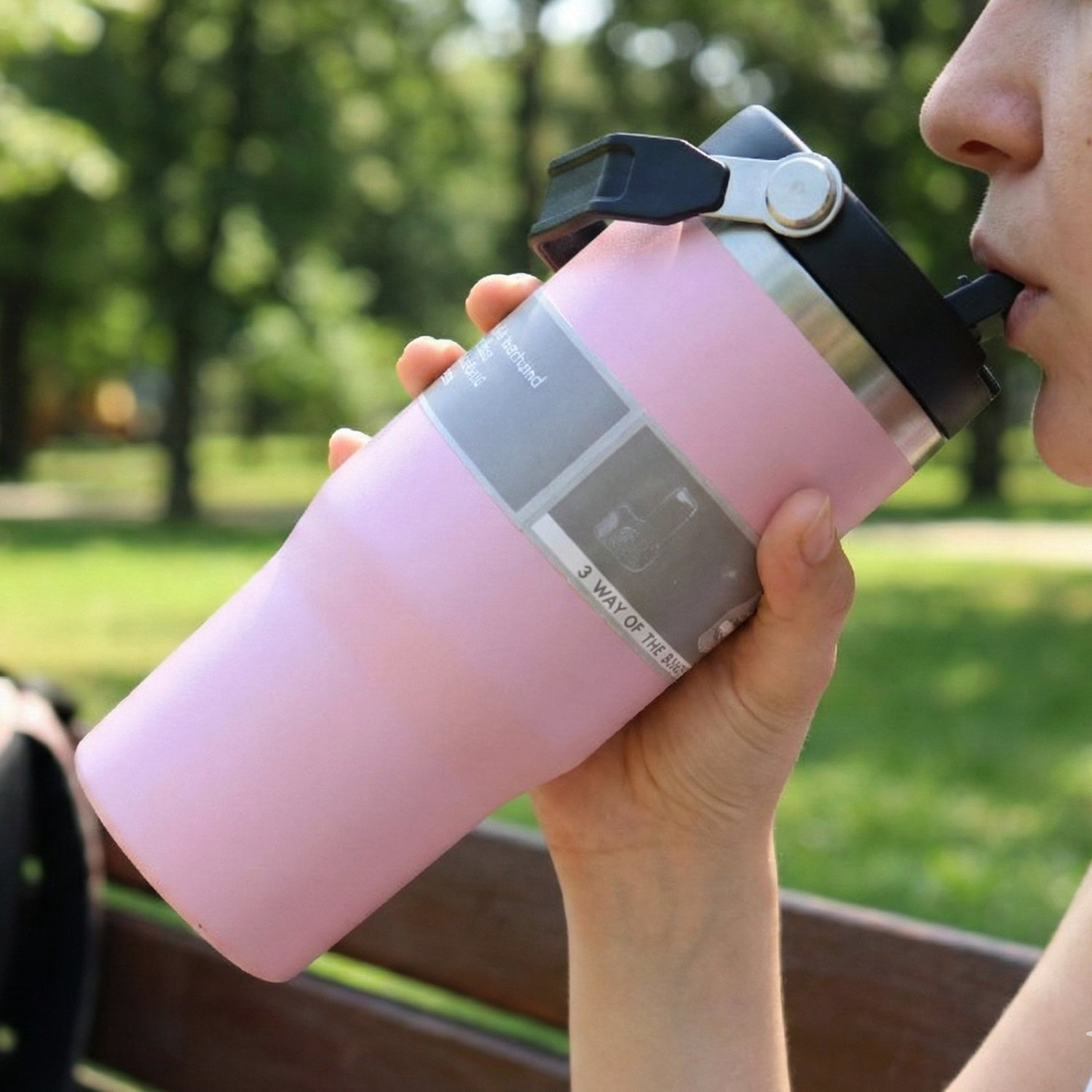 Large capacity stainless steel water bottle for travel and outdoor use