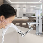 Chrome faucet extension showing splash-proof water outlet