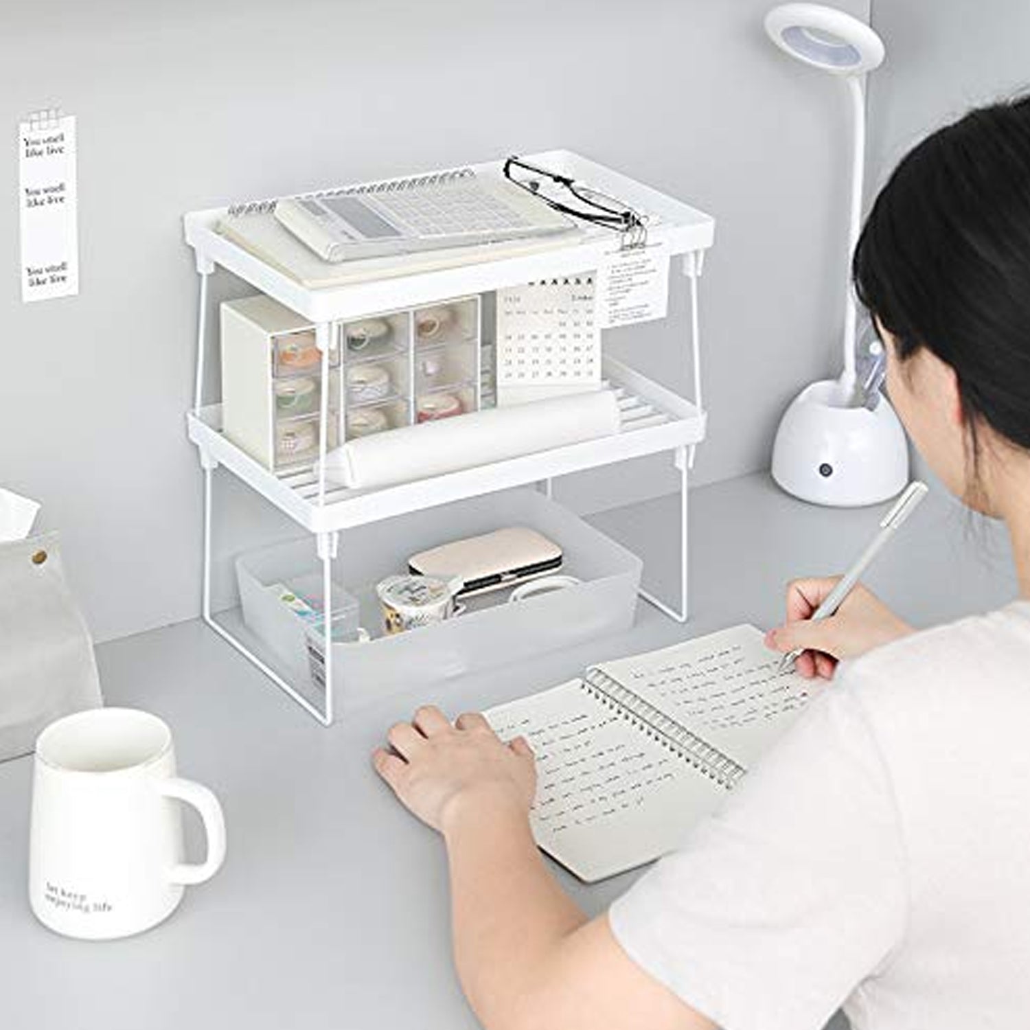 Plastic organizer rack designed for kitchen accessory storage