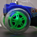 Close-up of the durable rechargeable RC car with its remote control, ready for play.