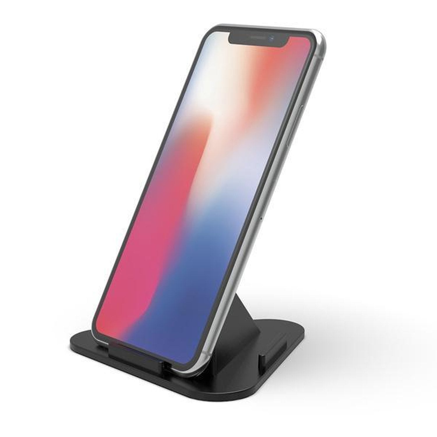 Pyramid Mobile Stand on a desk, providing a hands-free viewing experience for a smartphone.