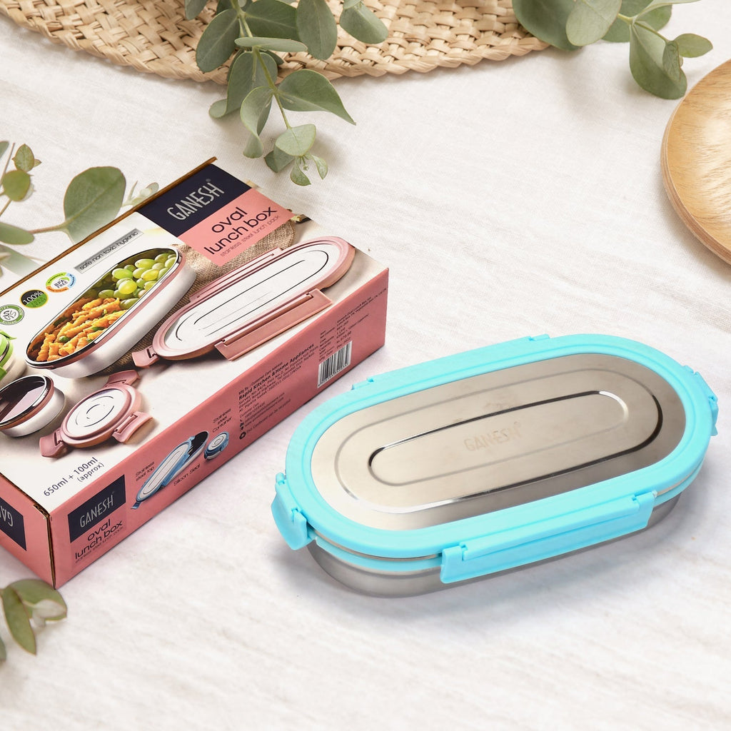Set of a lunch box and a small steel container from Ganesh