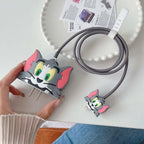 The cute cartoon charger cover fitted perfectly on an iPhone 18-20W power adapter.