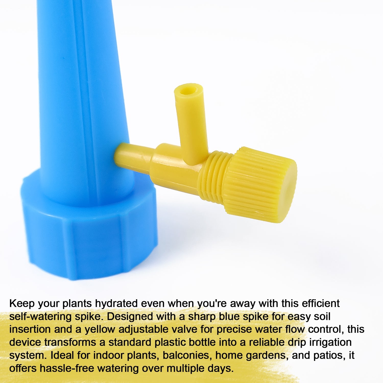 Blue watering spike irrigation device for easy plant care