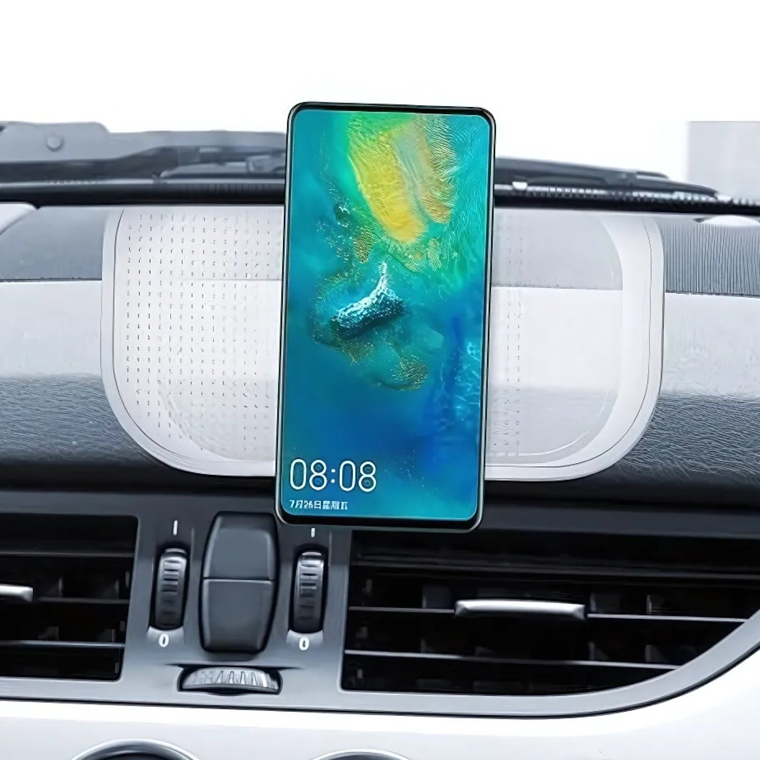 Anti-slip silicone silicone car dashboard mat holding keys and phone