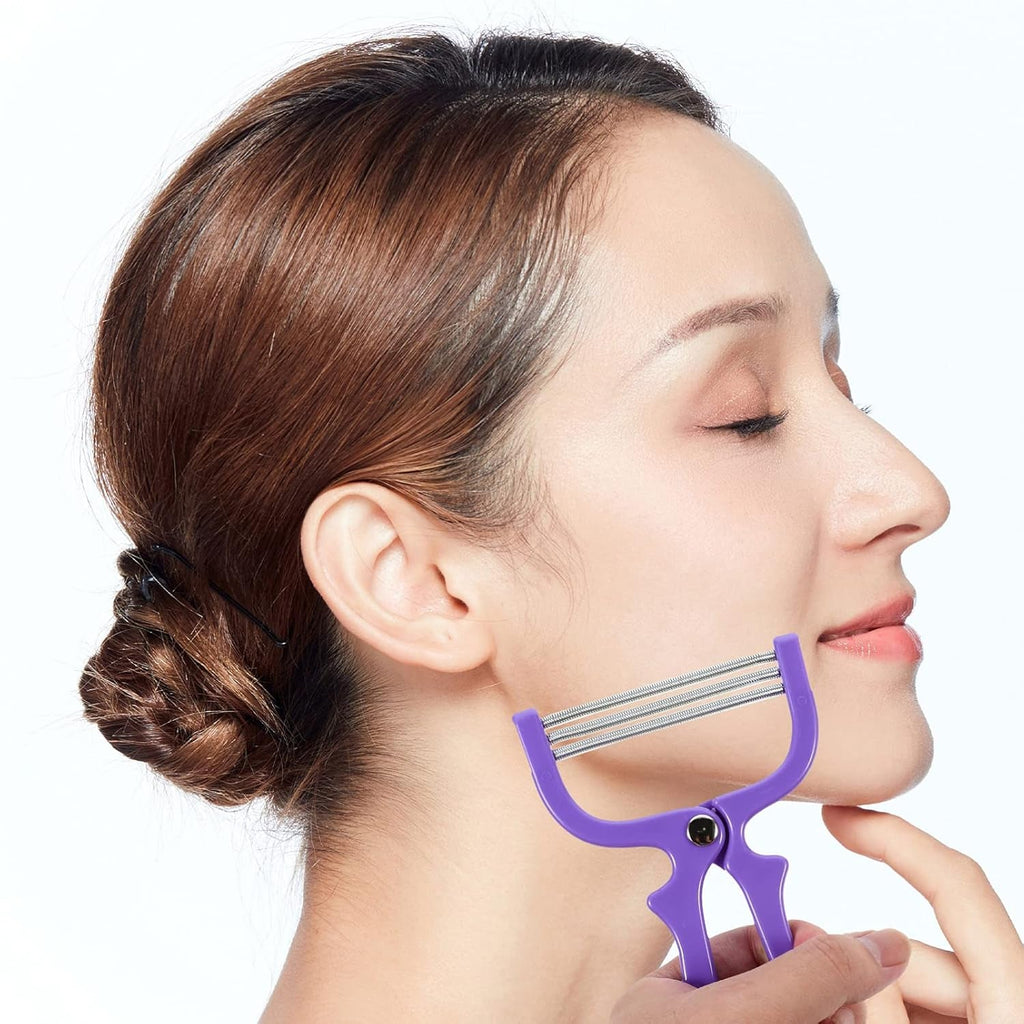 Portable satin touch facial hair remover threading tool with ergonomic handle