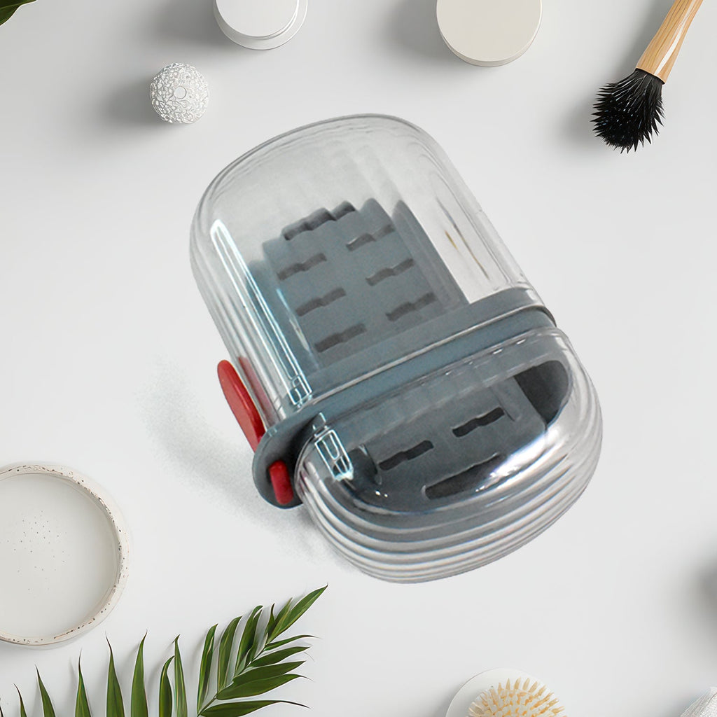 Modern soap dish with ribbed transparent dust-proof lid