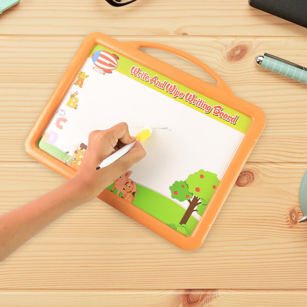 Kid’s dry erase and chalkboard combo educational toy board for creative play