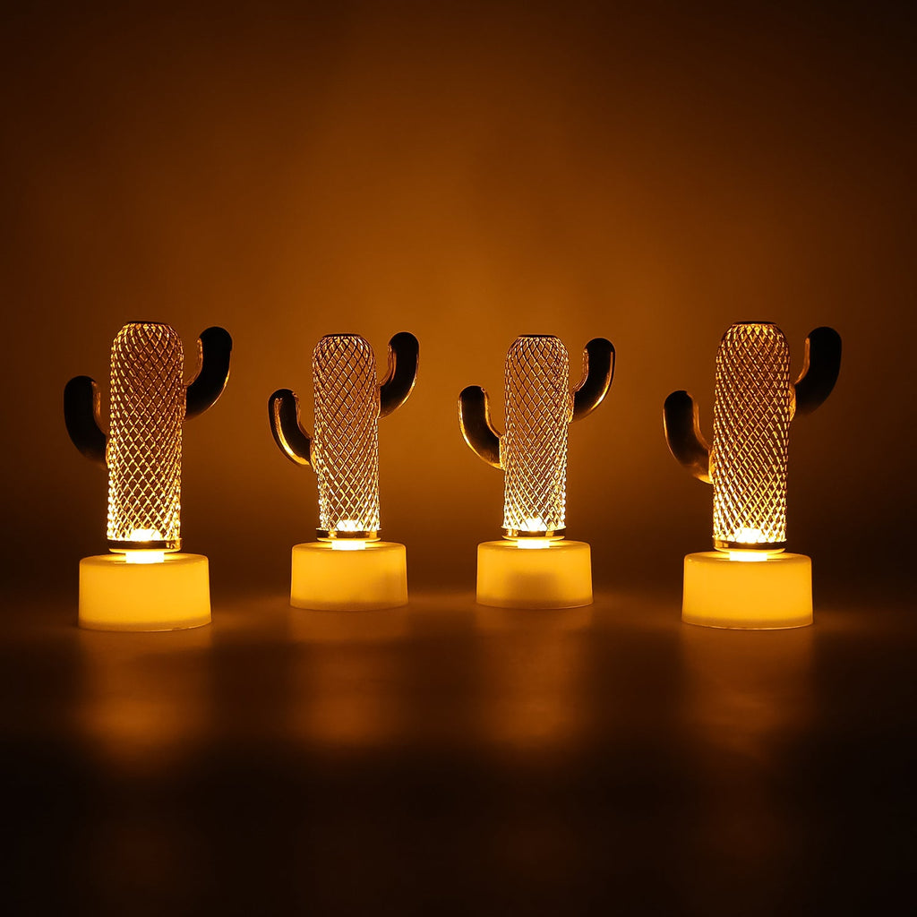 Cactus Shaped Flameless LED Candles in a gift box, suggesting a unique present for decor enthusiasts.