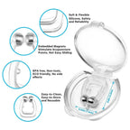 Side view of silicone magnetic anti-snore nose clip