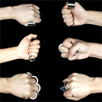 Hand wearing the foldable stress relief ring, demonstrating its compact and discreet design.