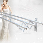Side view of the wall-mounted foldable clothes airer, compact when not in use.