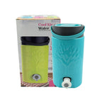 Vibrant plastic insulated water jug with an easy flow button tap.