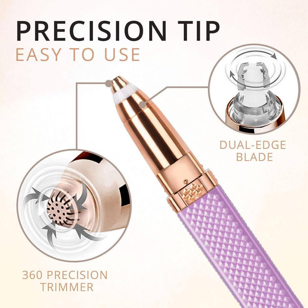 Eyebrow razor and hair shaver tool showing rechargeable feature