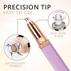 Eyebrow razor and hair shaver tool showing rechargeable feature