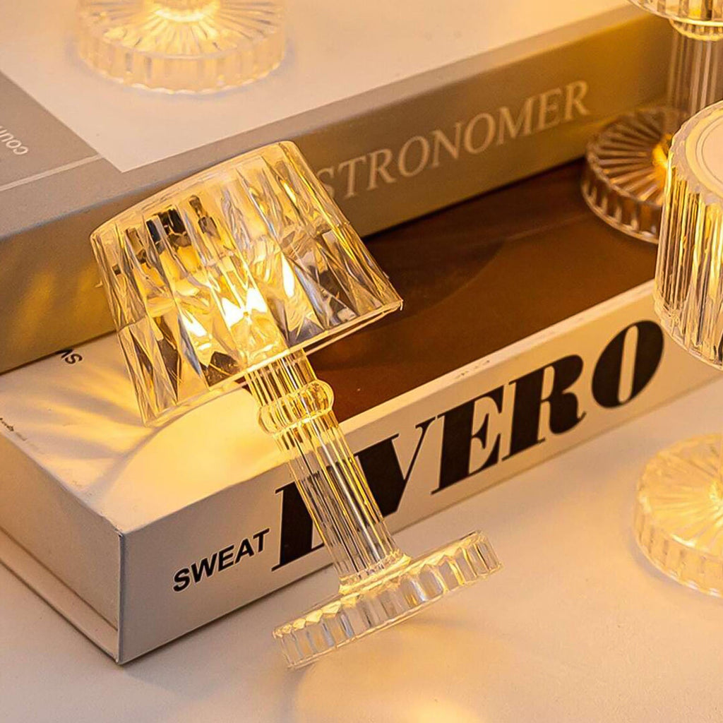 Compact LED table lamp with warm golden glow for festive occasions