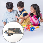 Educational wooden puzzle pieces of the solar system for children