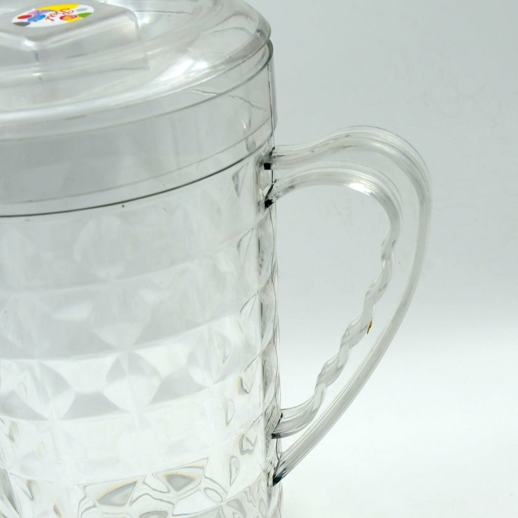 Close-up of the handle and lid of the Mocktail PET Plastic Jug, illustrating ergonomic design.