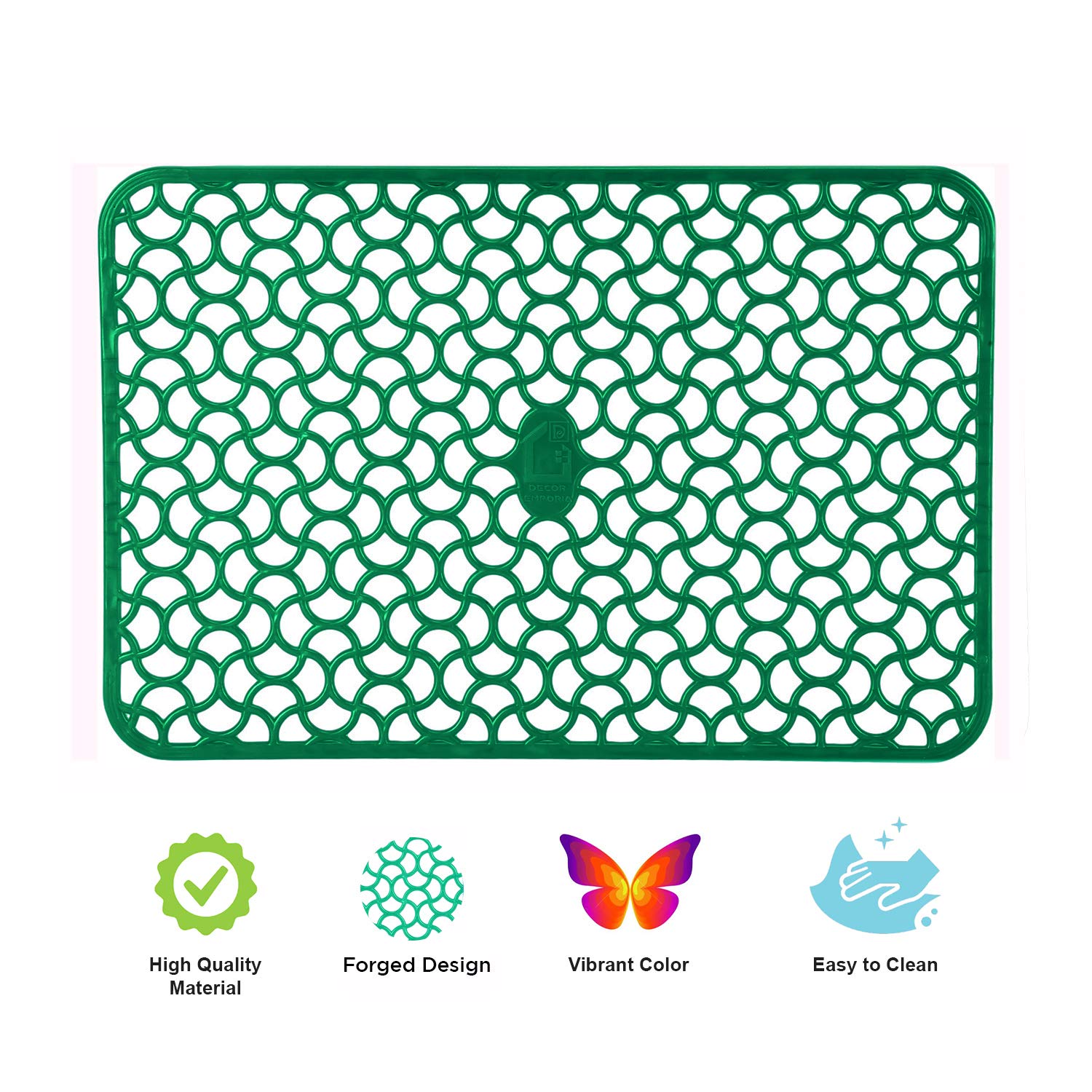 Close-up of durable PVC mats inside a fridge drawer.