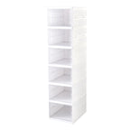 Space-saving storage solution with a 6-layer foldable organizer in a home setting.