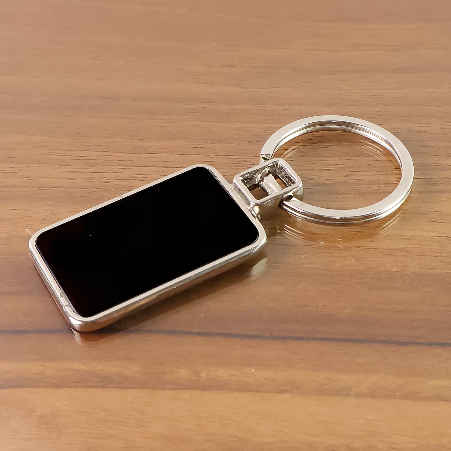 Rectangular metal key holder with dual black and silver finish