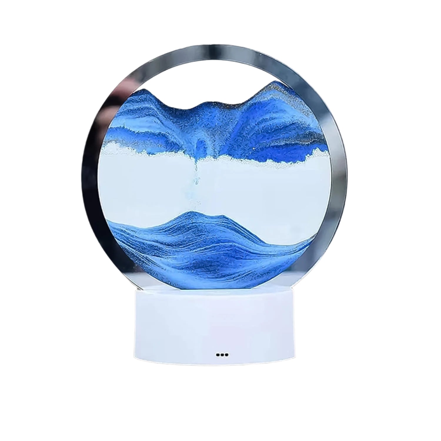 A captivating Moving Sand Art Picture displayed on a desktop, ideal for office decor.