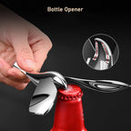 Rotating bird bottle opener with magnetic cap catcher on table