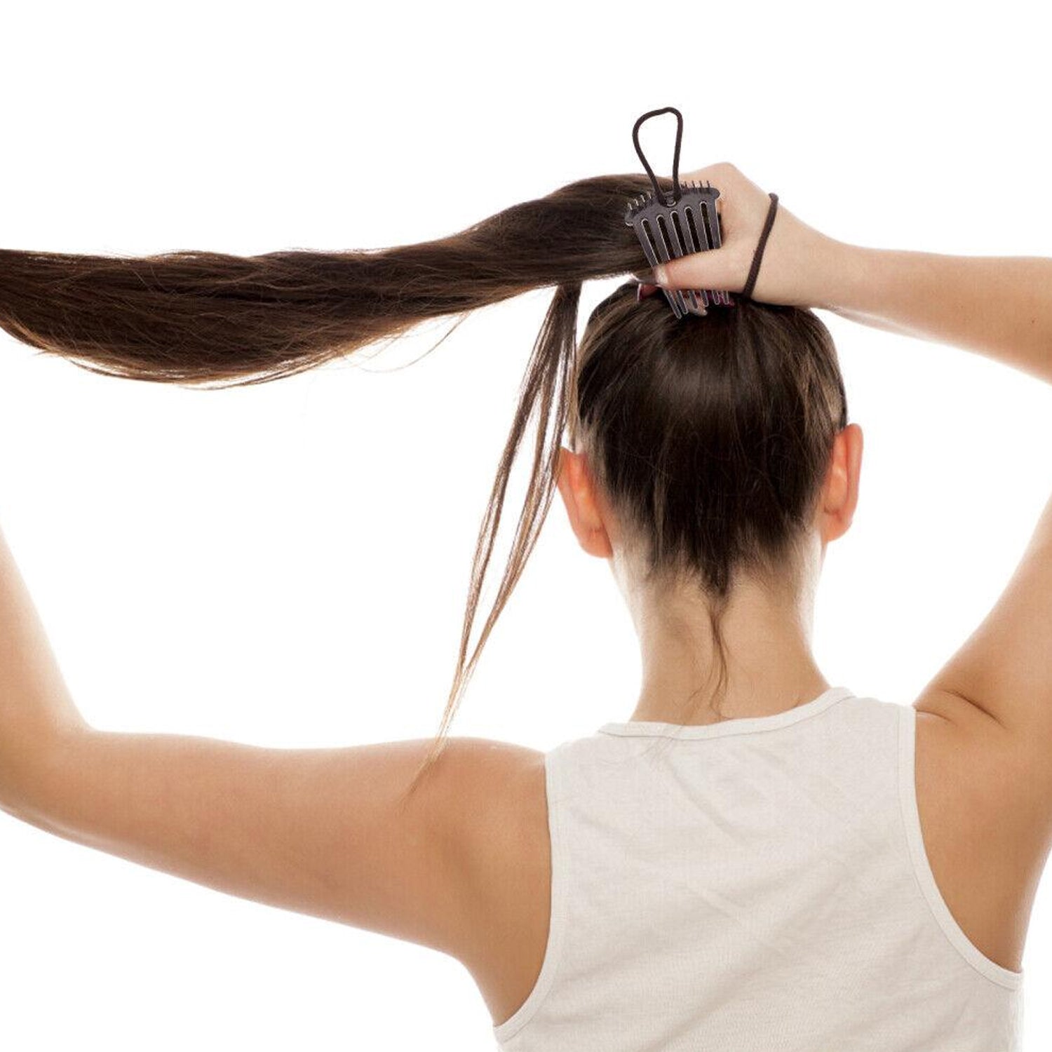 Close up image of volumizing hair comb clip for easy hair styling