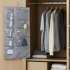 Underwear and socks neatly stored in hanging closet organizer