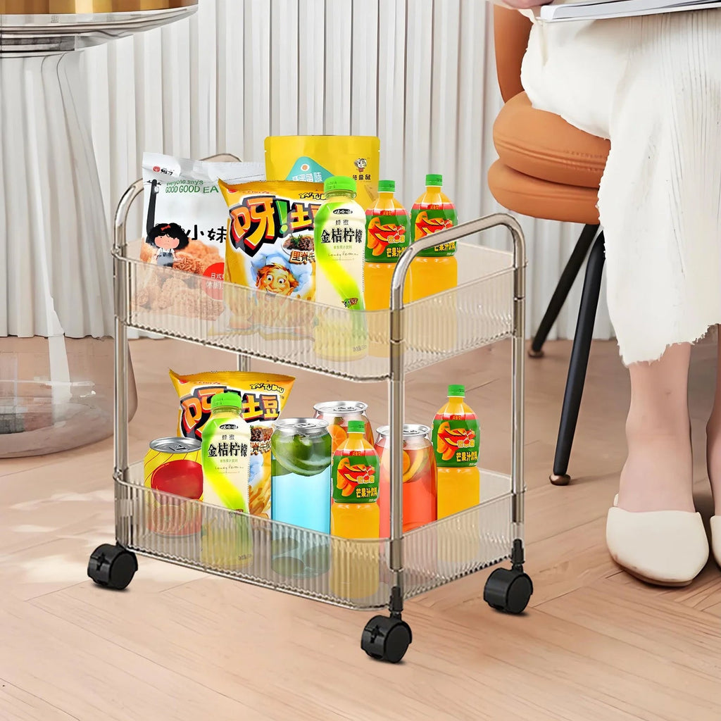 Kitchen storage trolley with two spacious layers for fruits, vegetables and snacks