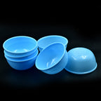 Durable set of 6 plastic bowls, showcasing their stackable design.