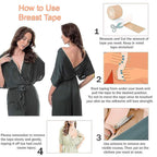 Model showcasing how to use the Boob Tape for an invisible lift.