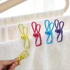 Set of 5 metal clothes pins clips with vibrant coloured PVC coating