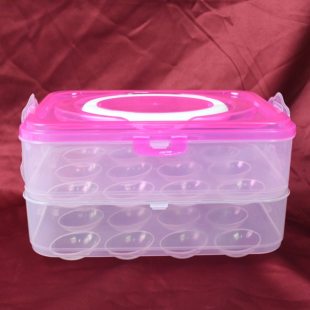 Organivo 24-grid egg storage box with a clear lid and integrated handle.