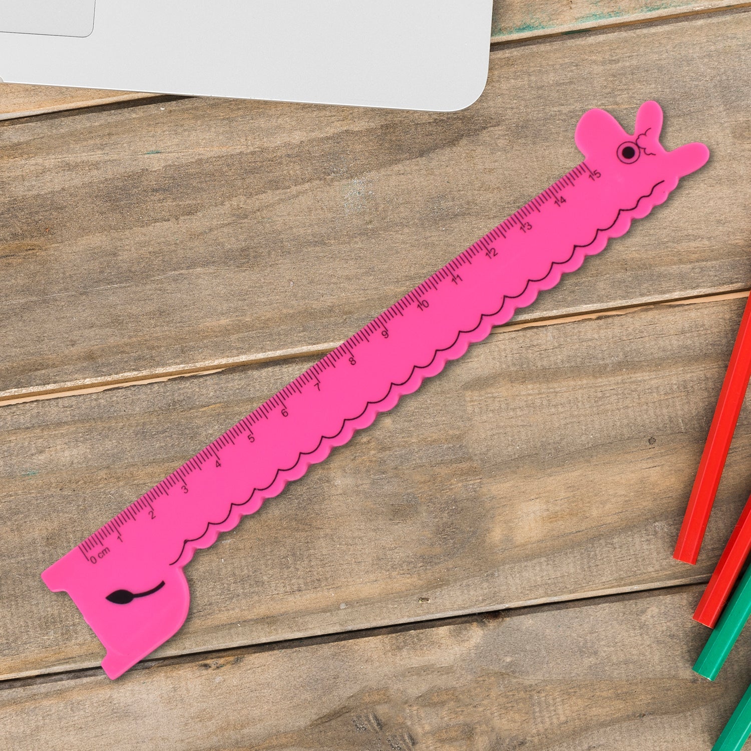 Long neck giraffe themed plastic ruler with CM and Inch measurements