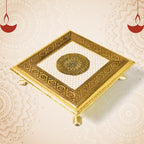 Top-down view of the elegant square Pooja Chowki, ready for your deity.