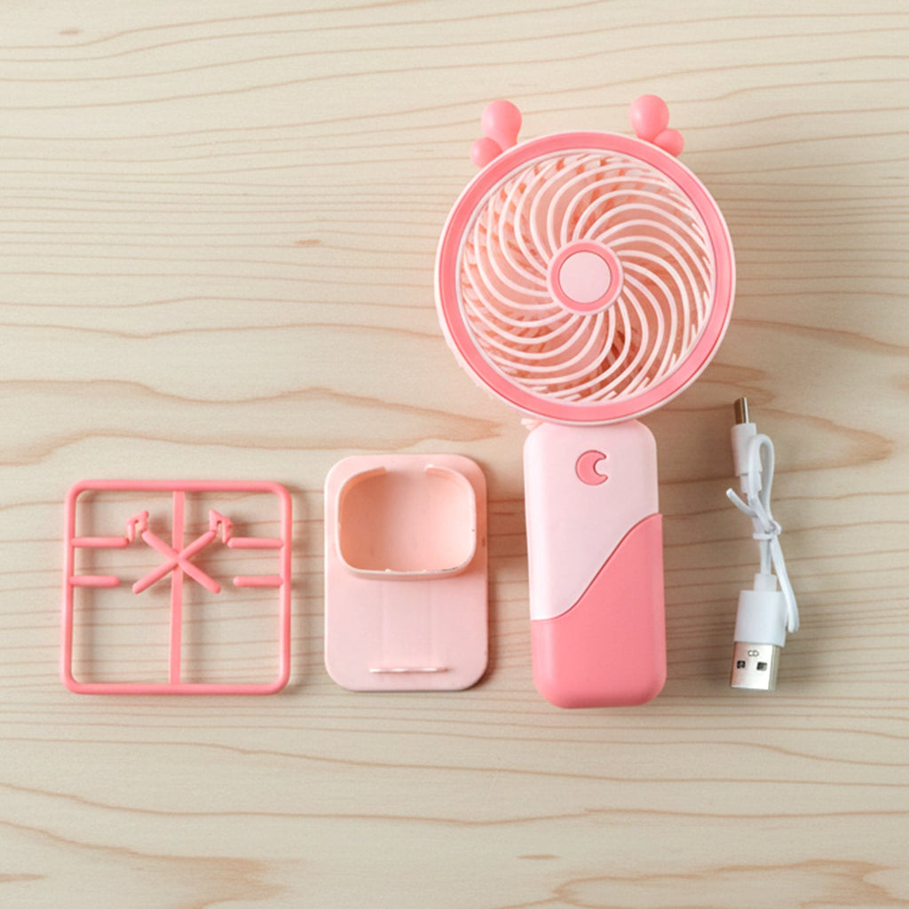 Lightweight mini fan with LED light for travel and indoor use