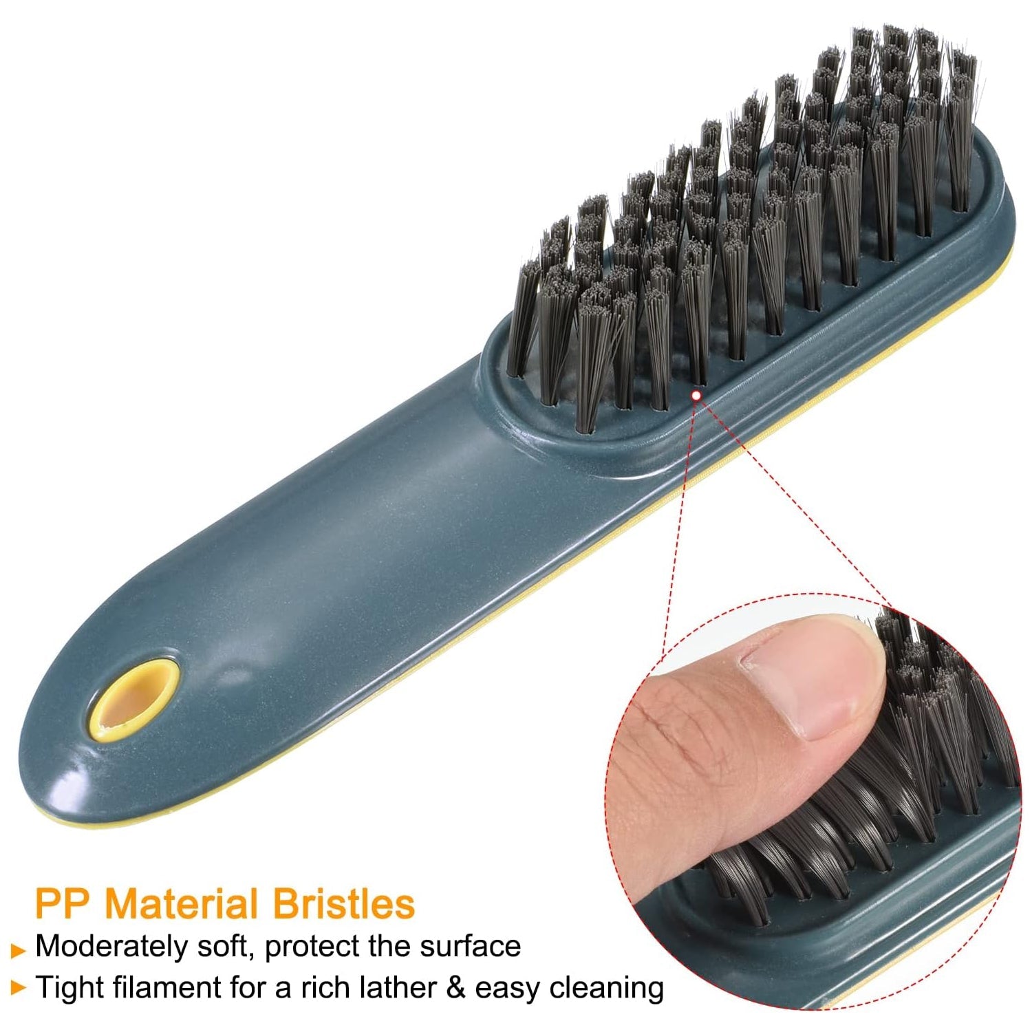 The durable Shoe & Clothes Cleaning Brush cleaning various fabric types.