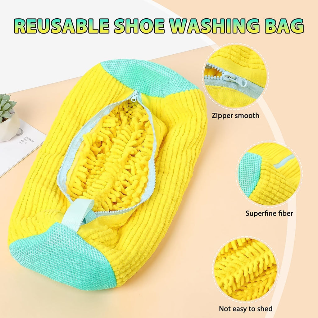 Wash pouch designed to protect shoes during machine wash cycles