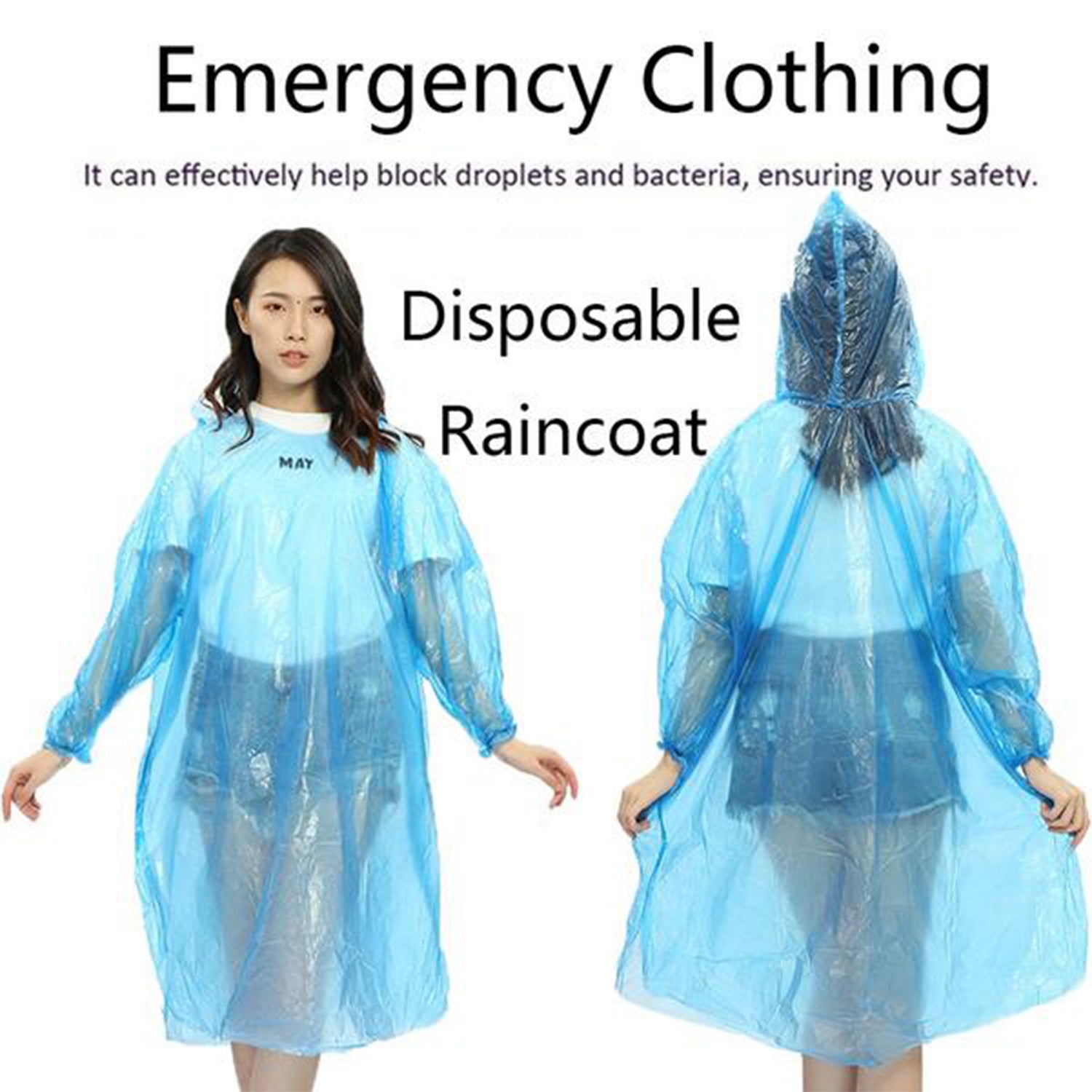 Close-up view of the compact disposable raincoat, emphasizing its small size.