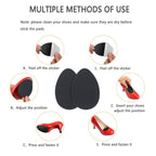 Self-adhesive anti-slip grip pads applied on boot soles