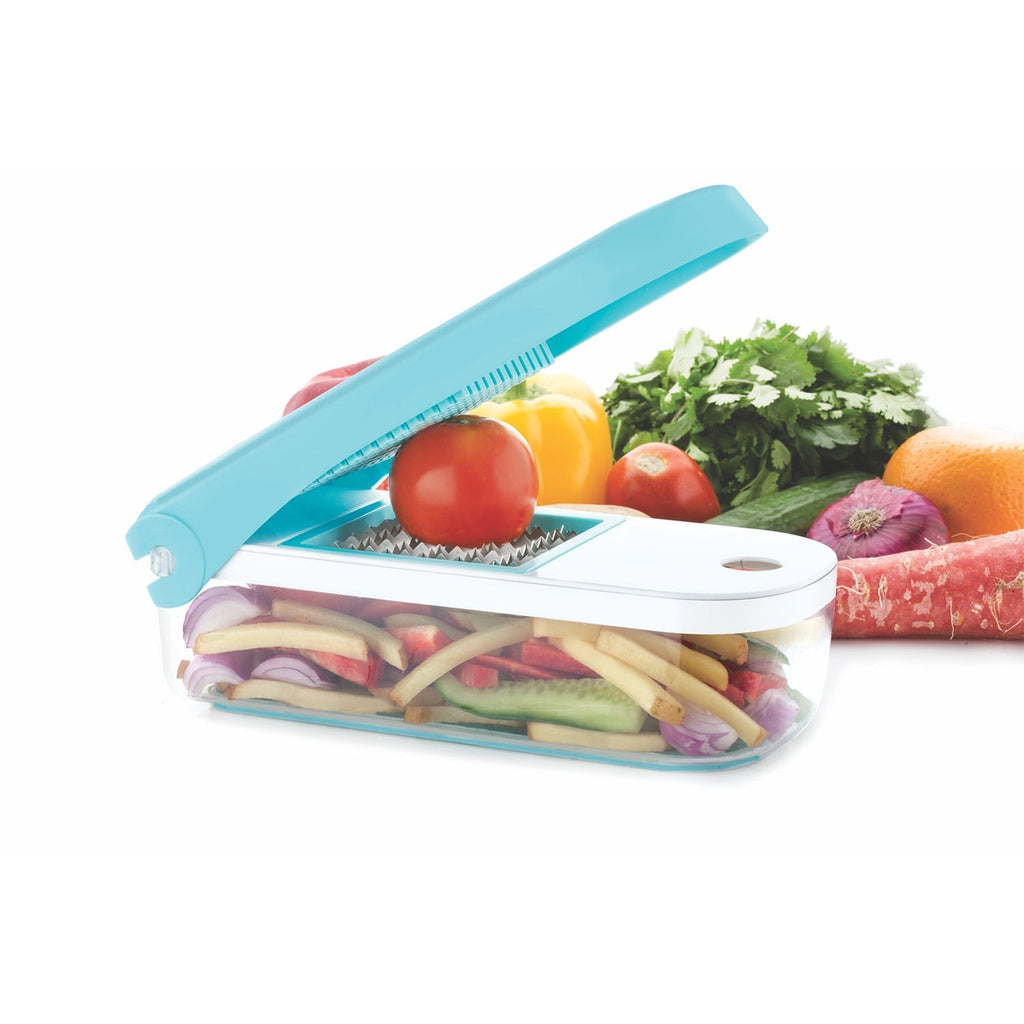 Front view of the Ganesh 7-in-1 Vegetable Dicer, ready for use in the kitchen.