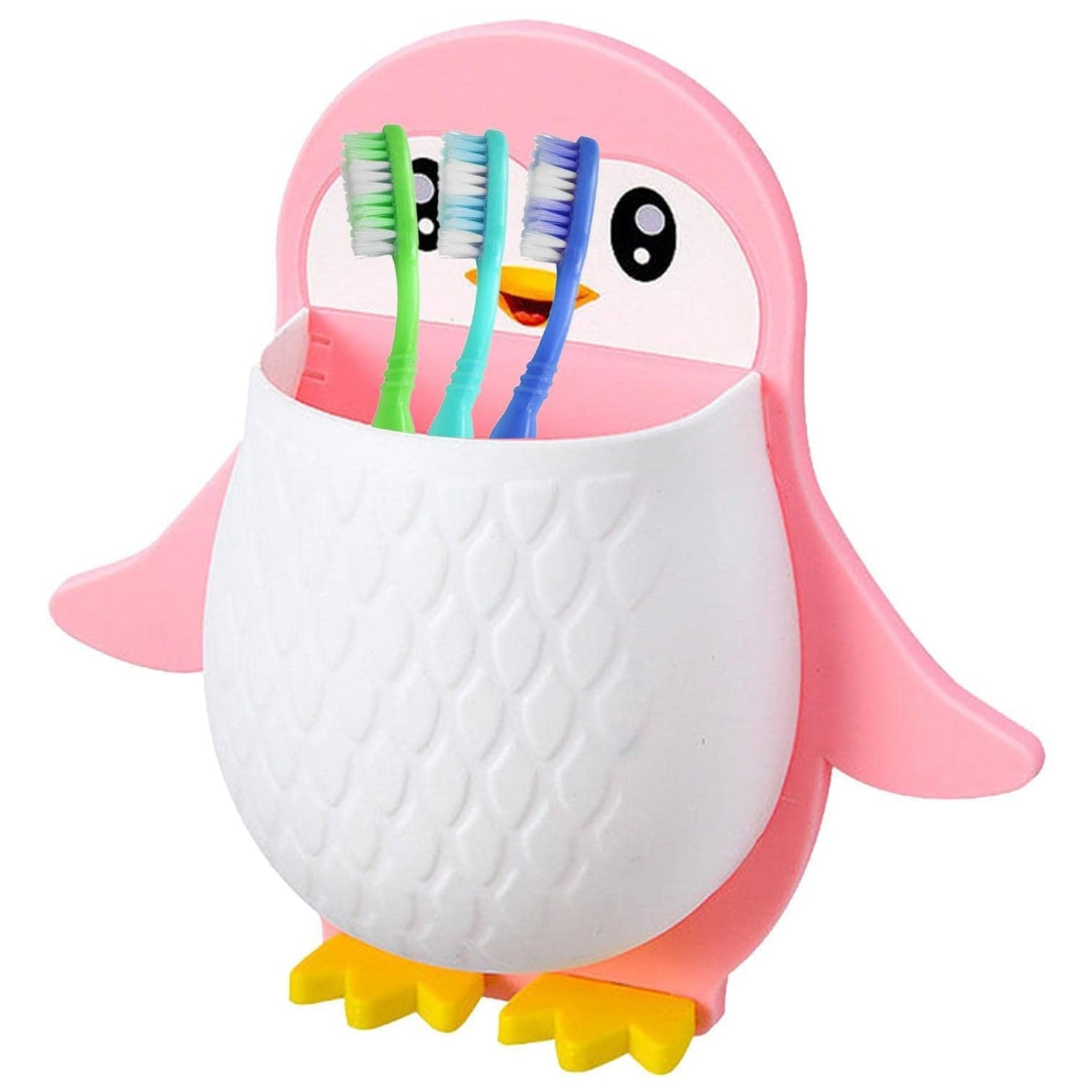 Penguin shaped wall organizer holding pens and office supplies