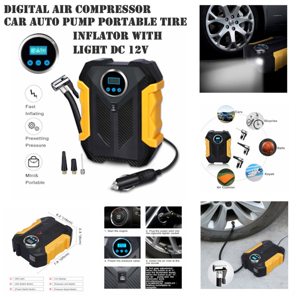 Versatile portable electric air compressor, essential for road trips.