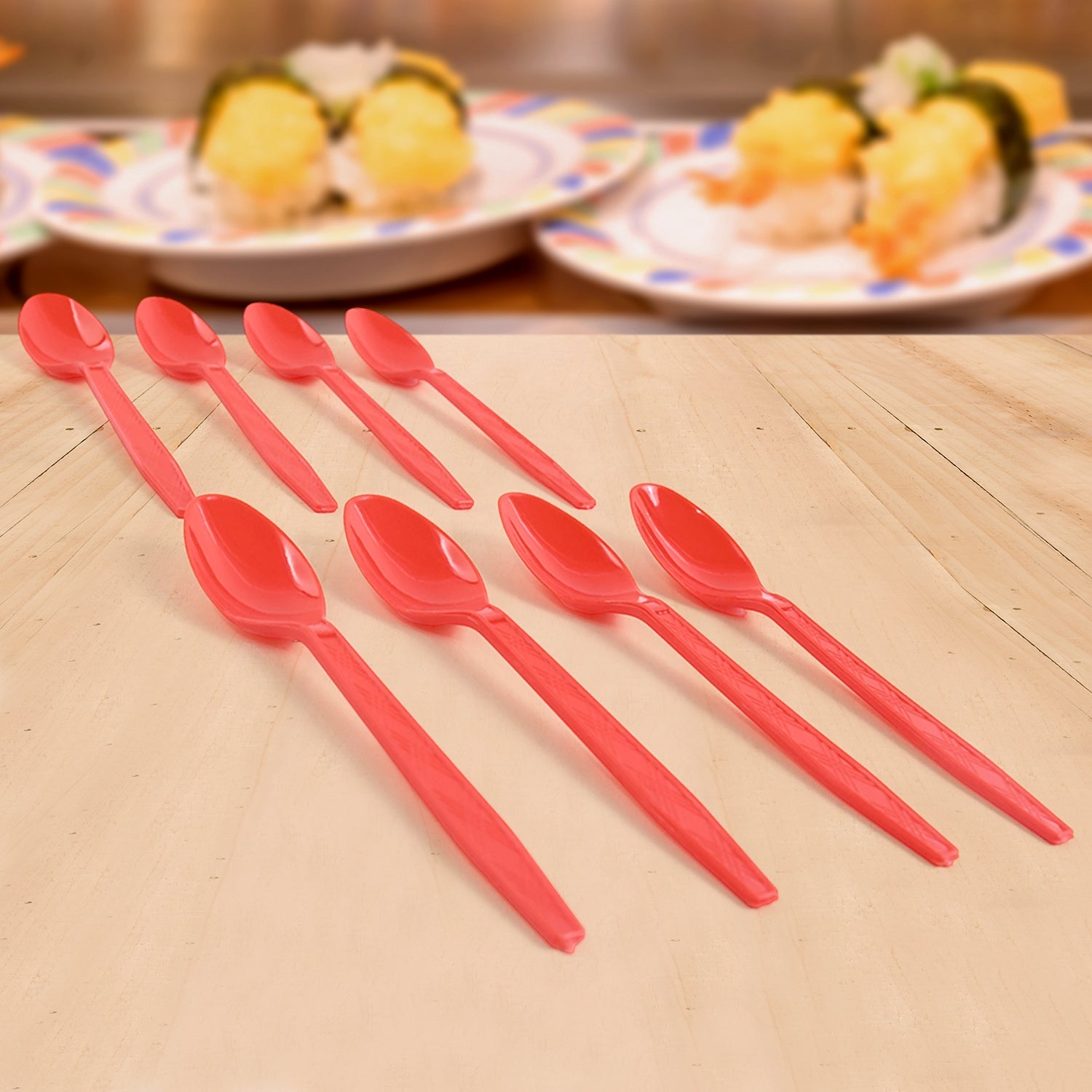 Reusable plastic spoon featuring grip-textured handle for comfortable dining