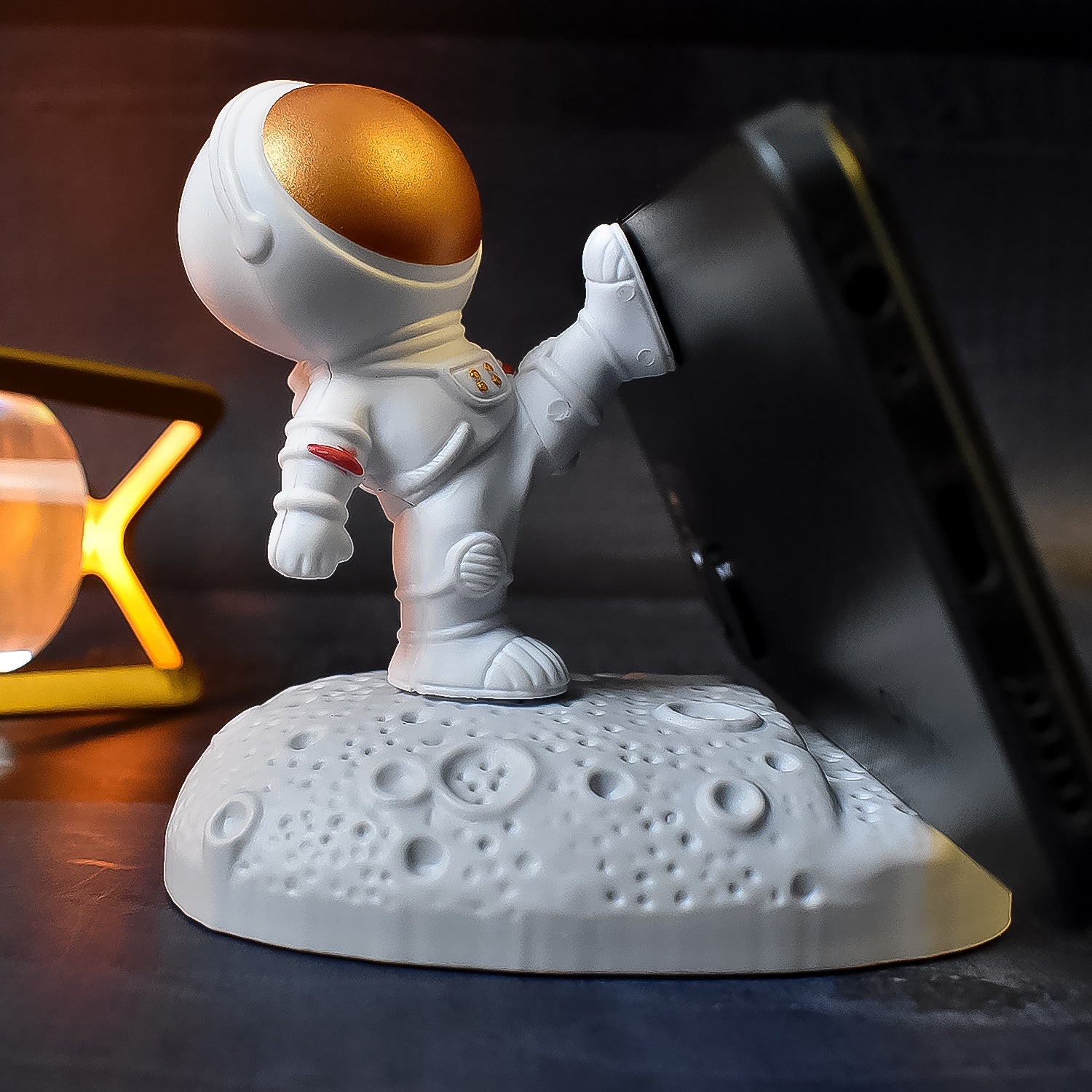 Close-up of the detailed resin Astronaut Mobile Holder, showcasing its design.