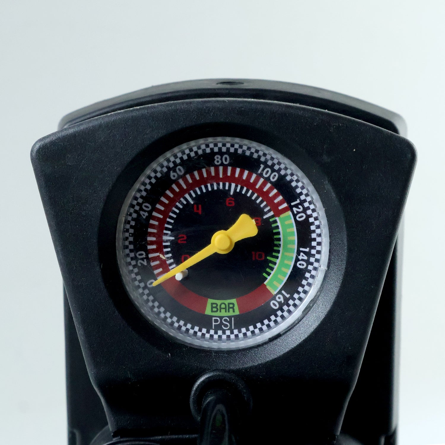 Side view of double cylinder foot air pump