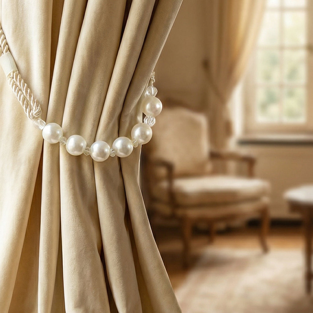 Premium pearl curtain accessory with crystal accent beads